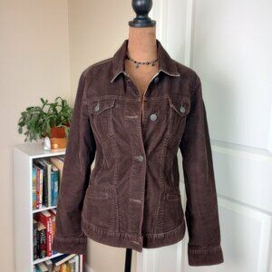 Vintage 2000s Y2K Chocolate Brown Corduroy Button Jacket Eddie Bauer